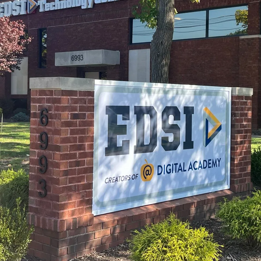The EDSI Technology Center at 6993 Pearl Road, with its sign: EDSI, creators of Digital Academy.